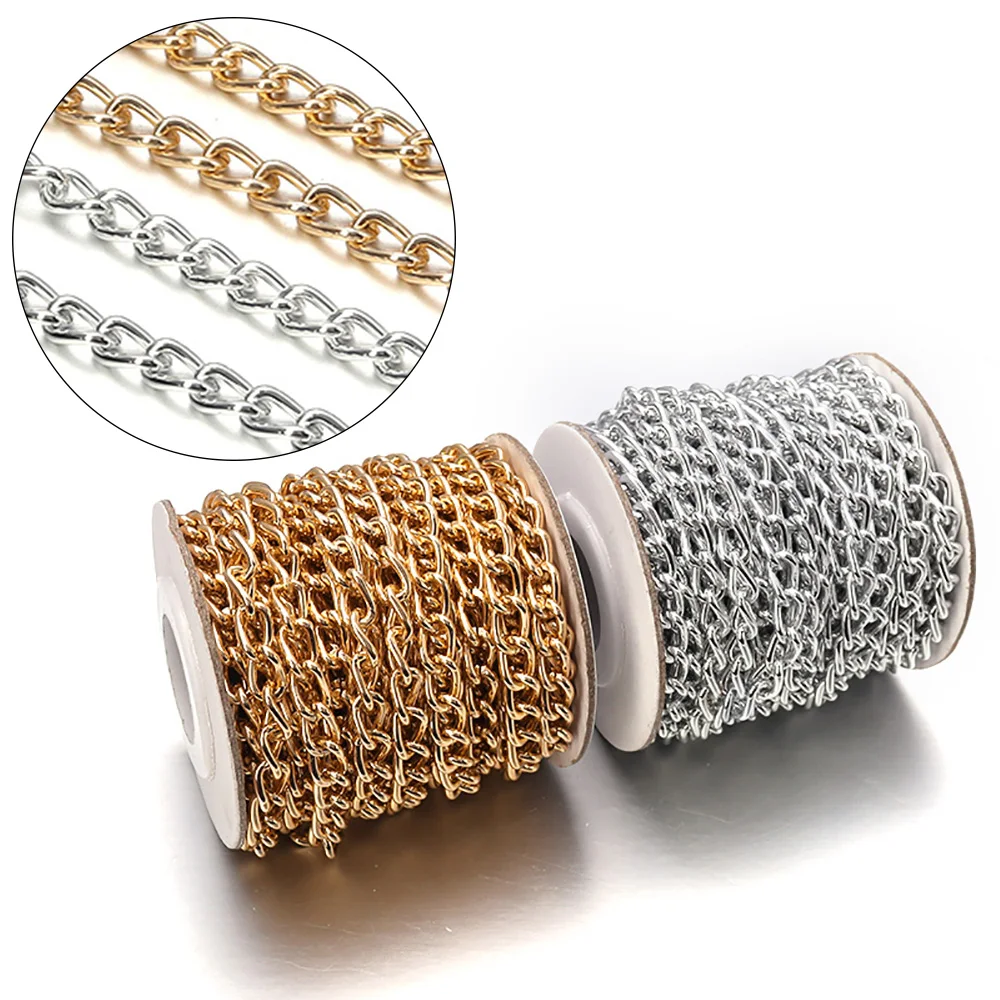 2-5yards/roll Metal Aluminium Chains Gold Silver Color Twist Chains For Jewelry Making DIY Necklace Bracelet Bagchains ﻿