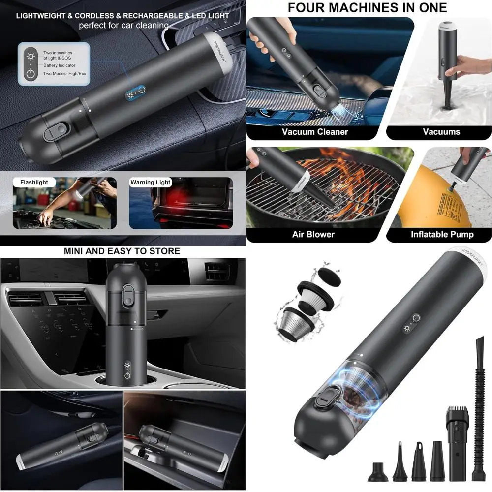 

15000Pa Portable Car Vacuum Cleaner with LED Light, HEPA Filter & 2-in-1 Suction/Blow Function for Car, Home, and Office Use