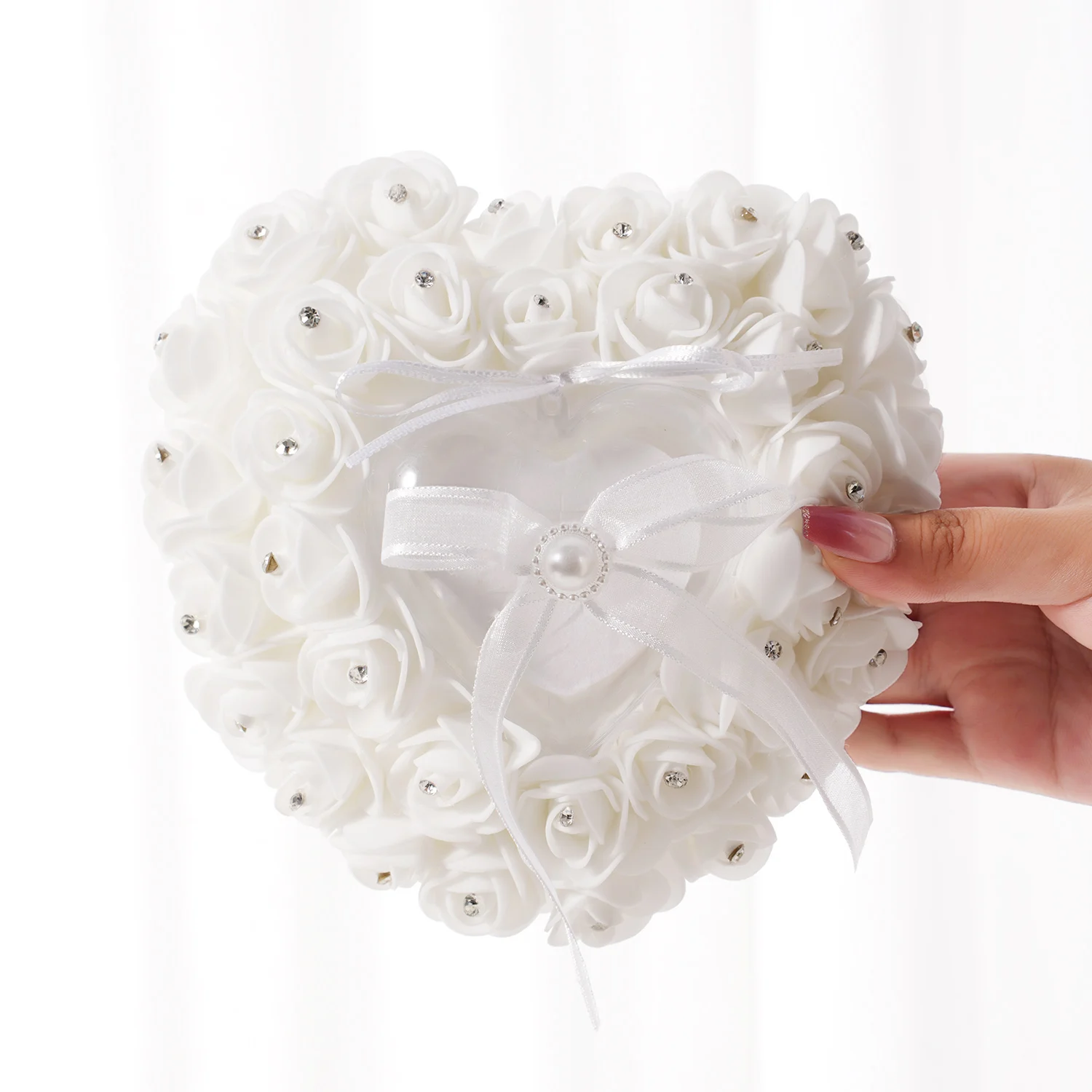 Wedding ring box heart-shaped jewelry box ring box gift Western-style white lace heart-shaped ring pillow box wedding ring