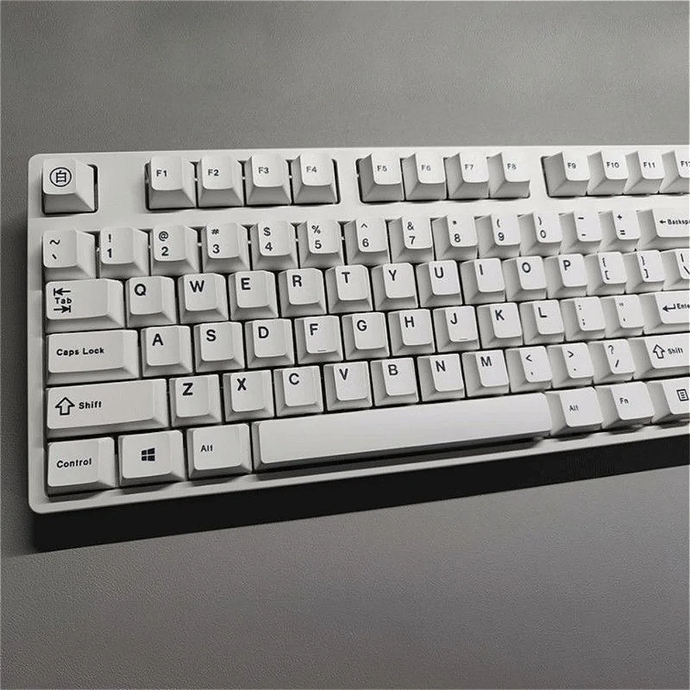 Personalized keycap 125 keys, cherry PBT minimalist white English version for MX switch 60/84/90/104/108 mechanical keyboard