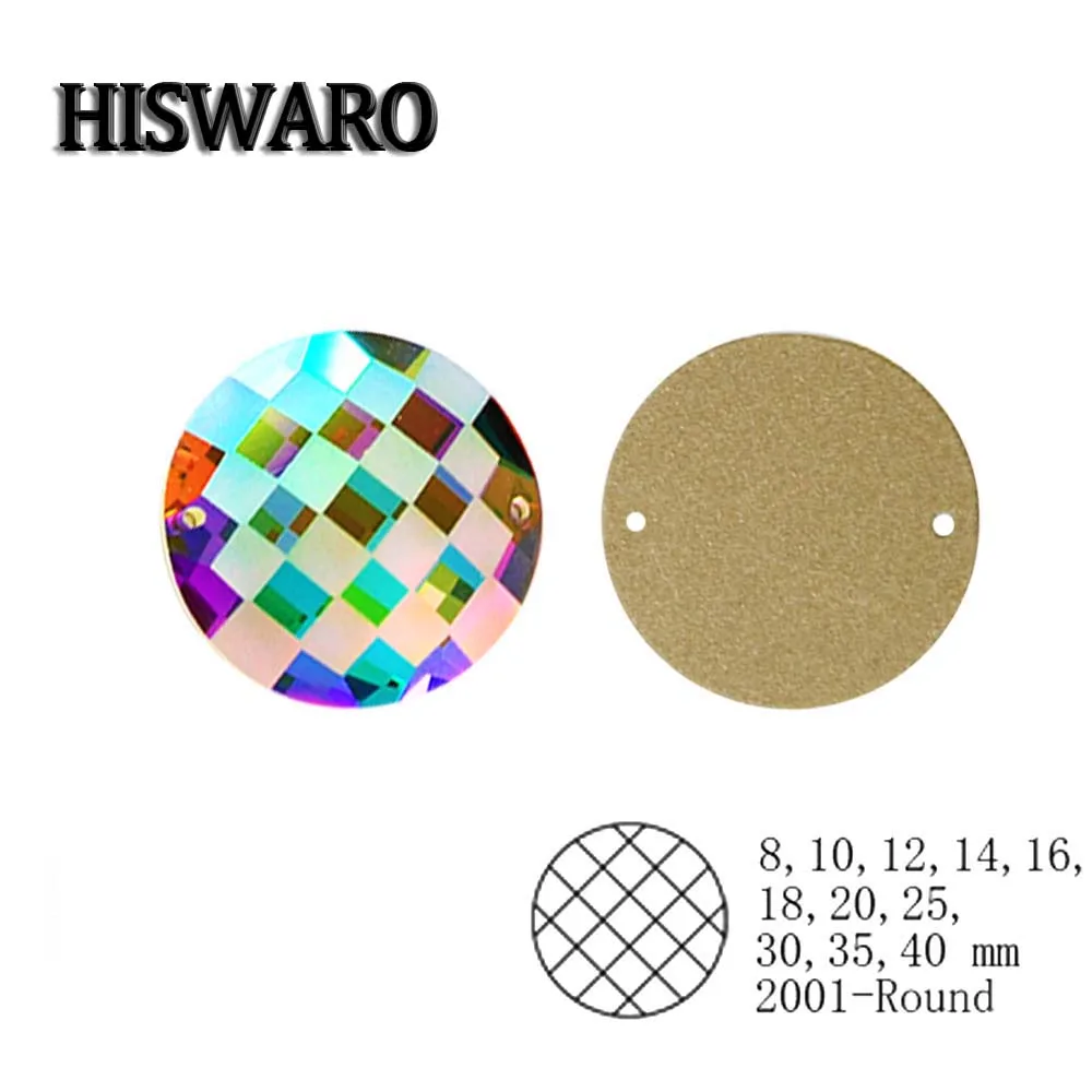 

HISwaro Matte Chessboard Circle Flat Back no hotfix Sew On Mirror rhinestone for Garment Craft Jewelry gem decorate clothing