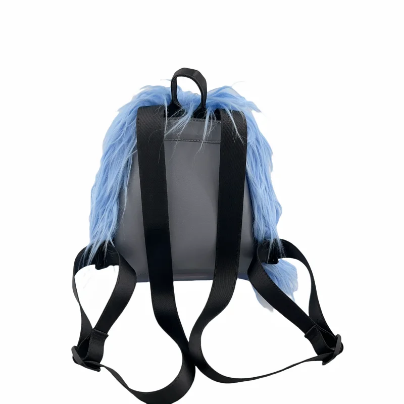 Trendy Design Faux Fur Girls Backpack Women\'s Fashion Bag 2024 Daypack Solid Color Fashion Travel Blue Back Pack