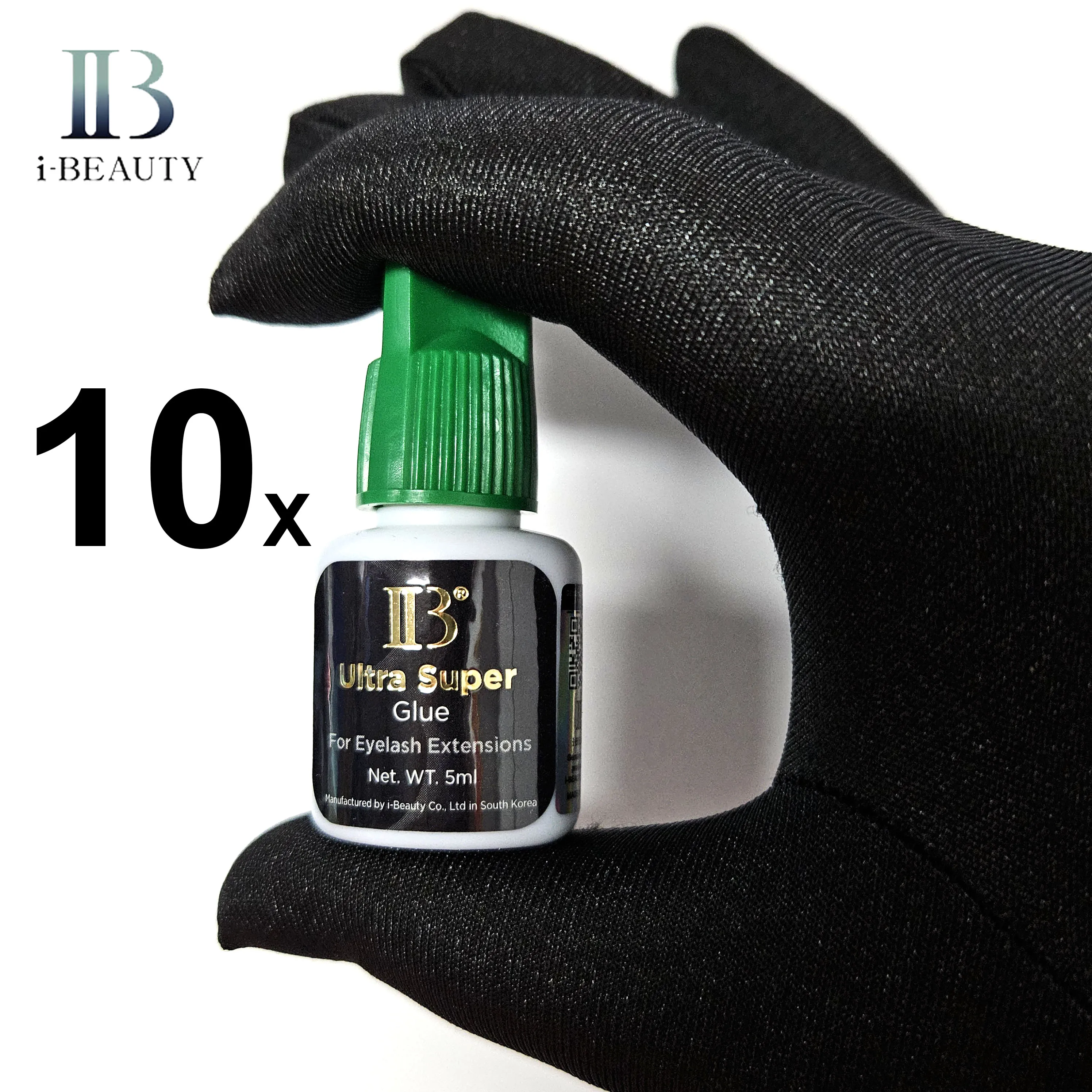 10Bottles IB Ultra Super Glue Individual Fast Drying Eyelash Extensions Glue Green Cap 5ml Korea Adhesive Black Beauty Tools