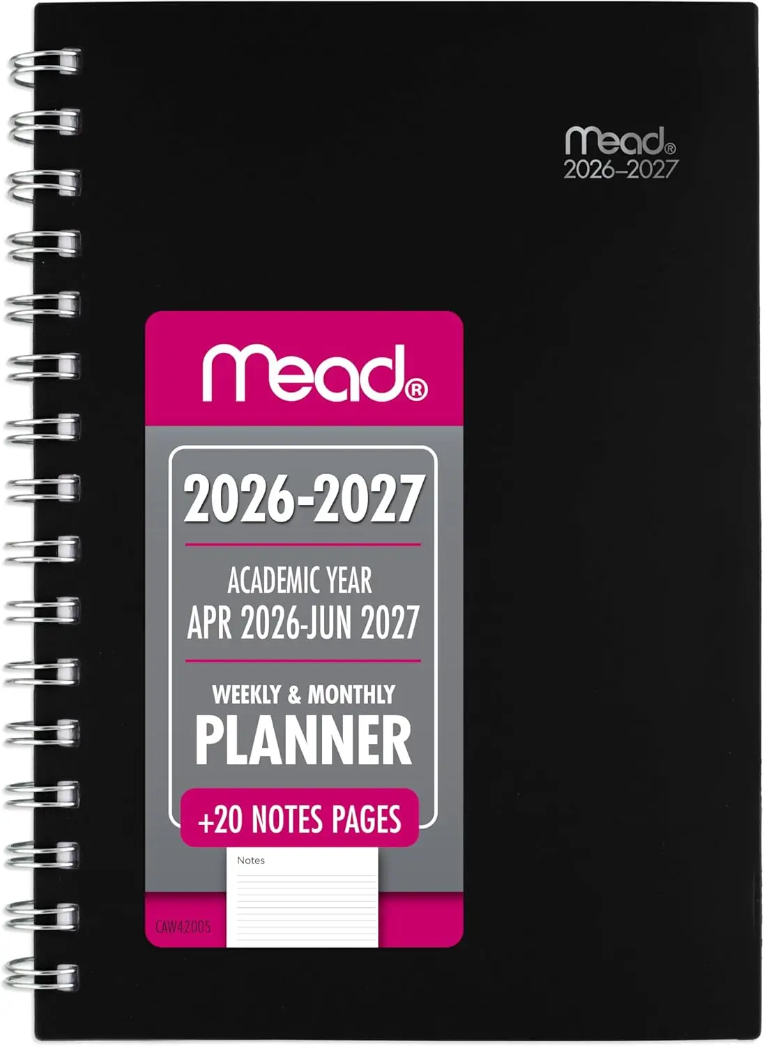 

Weekly Monthly Planner 2026-2027 15-Month April-June with Tabbed Pages, 5.5"x8.5", Black