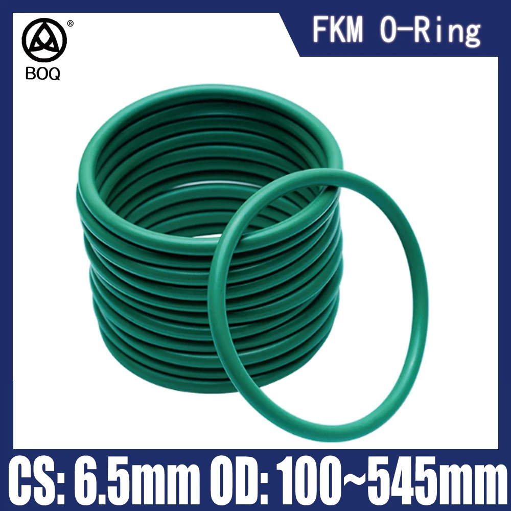 1PC WD CS 6.5mm,Green FKM O Ring OD 100-545mm Seal Thickness 6.5 mm Oil Gaskets Fuel Washer,Fluorine Rubber O-Rings,OD*WD