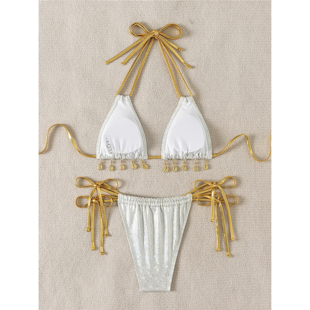 XS - L Neuer glänzender Pailletten-Halter-Bikini, Damen-Badeanzug, zweiteiliges Bikini-Set, Badebekleidung, Badeanzug, Badebekleidung, Schwimmbekleidung V5823 – Detail 11