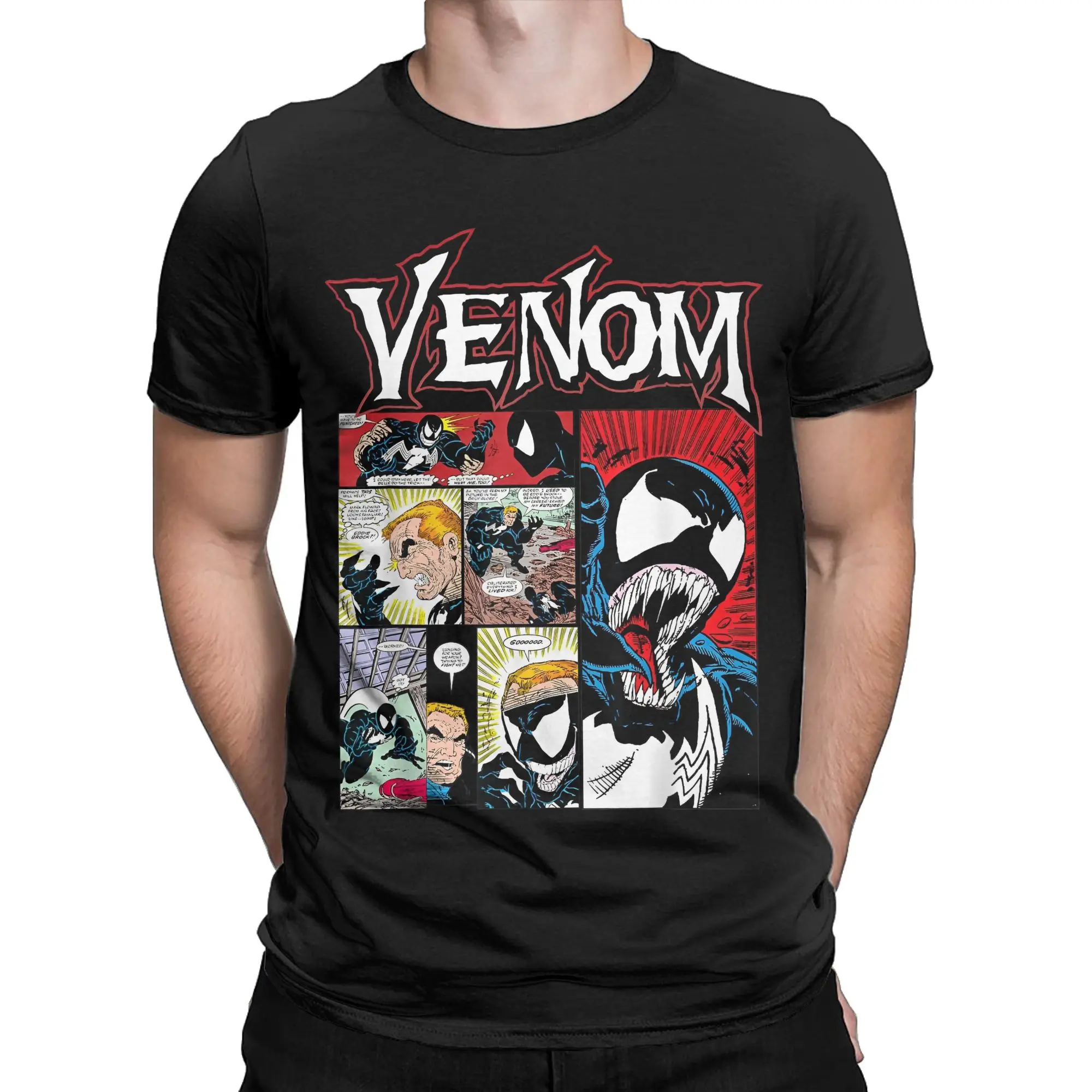 Venom Classic Retro Comic Panel Art Intro T-Shirts for Men Women  100% Cotton Tee Shirt Short Sleeve T Shirts Gift Idea Tops