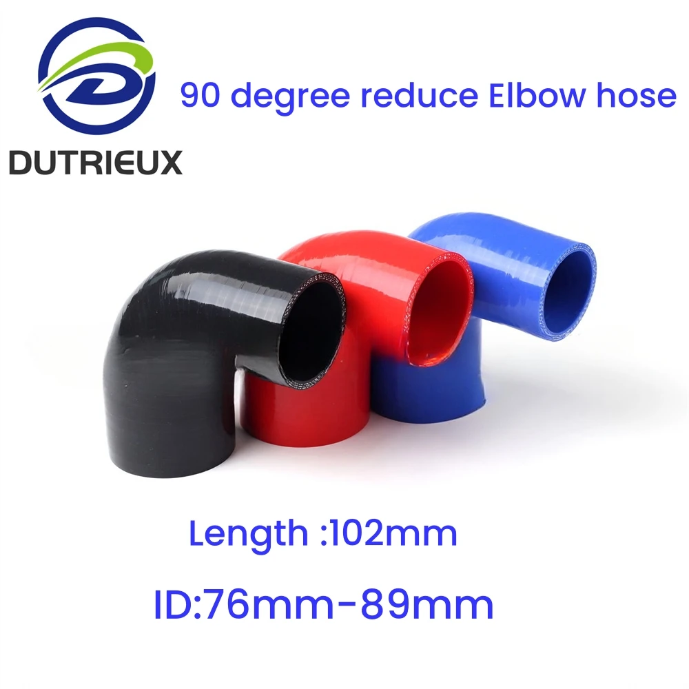 

3"-3.5" ID76mm To 89mm 90 Degree Reducer Elbow General Silicone Coolant Intercooler Pipe Tube Hose 3Ply 11 Colors