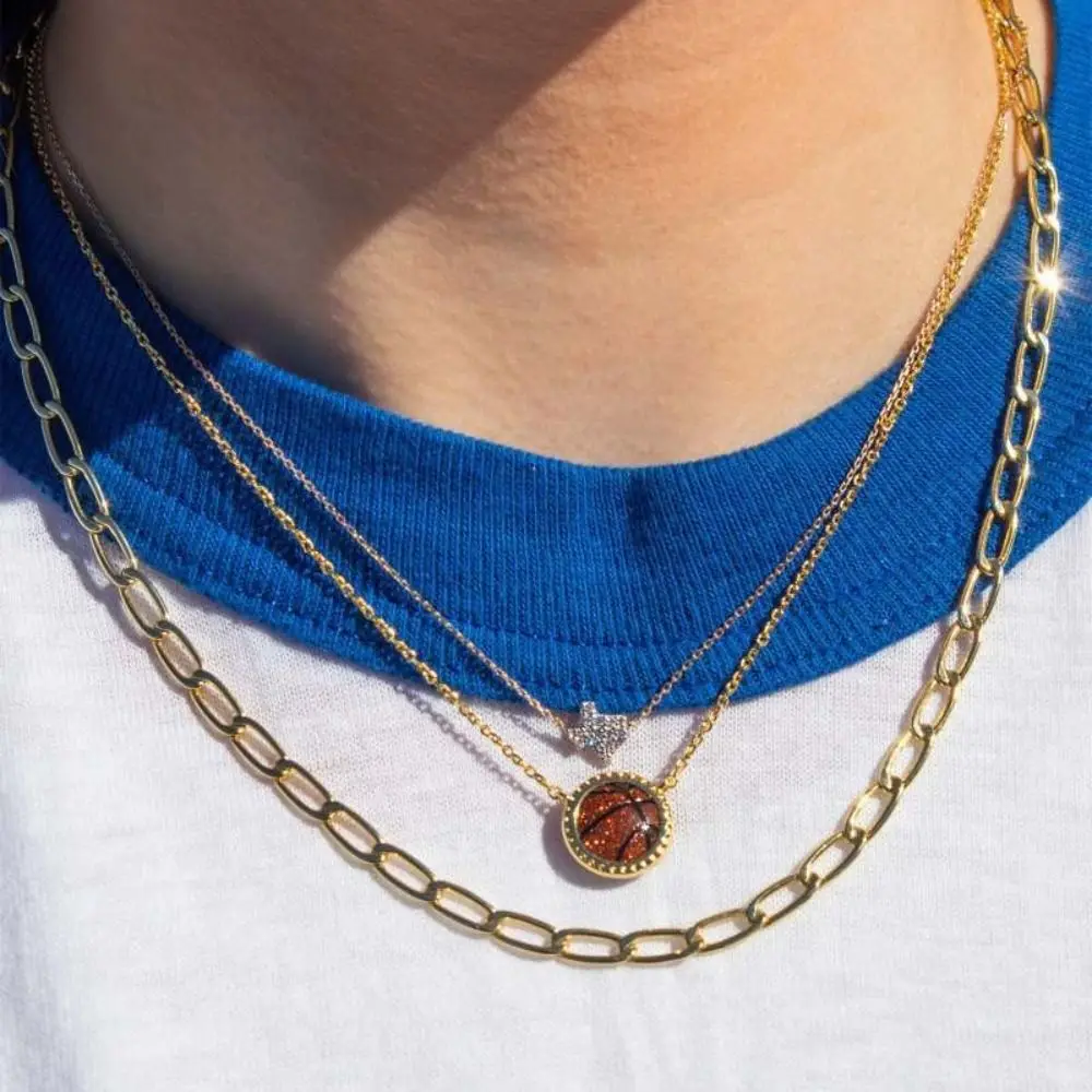 

Summer Sports Style Ball Games Necklace Baseball Gilded Basketball Necklace Adjustable Ornaments Volleyball Bracelet Kids