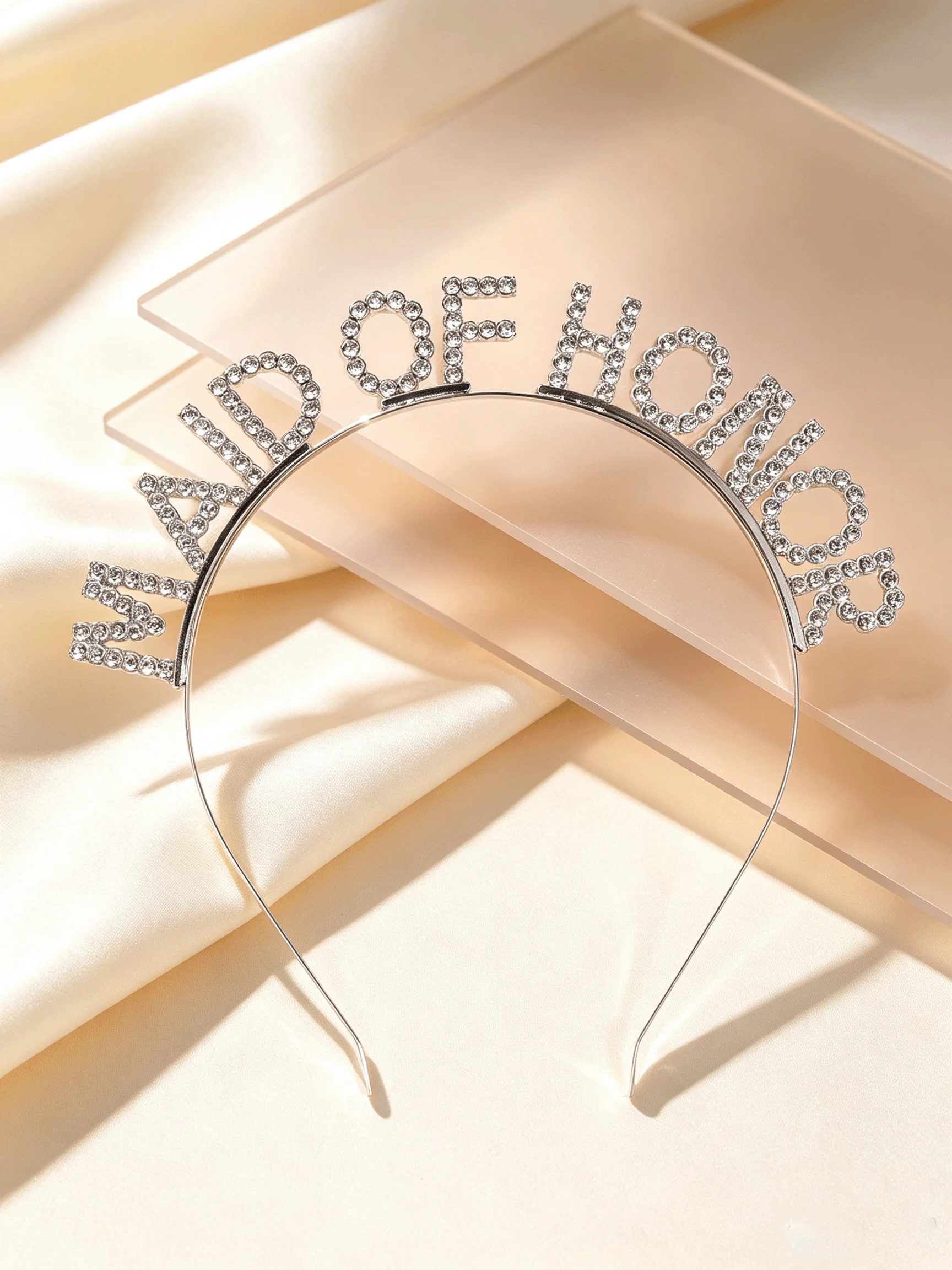 1Pcs Silver Full Diamond Bridesmaid Hair Accessory, Wedding Party Letter Headband, Bride's Sister Group Photo Prop Full Diamond Headband