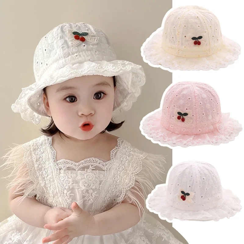 

Summer New Lace Baby Girl's Princess Hat 6-12 Months Thin Fisherman Cap Sun Protection Hat Cute Ins Style Infant Hat