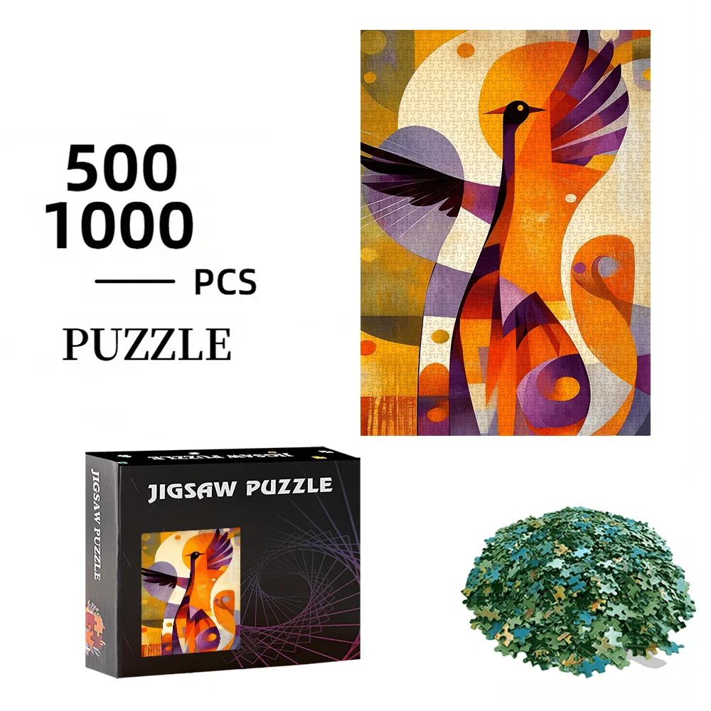 500pcs/1000pcs High-Quality Jigsaw Puzzle | Portable, Intermediate Skill Level, Rectangular Cardboard Puzzle for Birthday, Hal