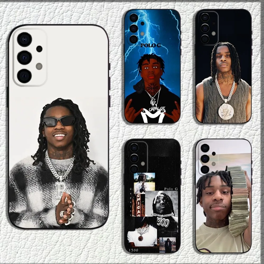 Rapper polo g hiphop capa de telefone para samsung galaxy a13, a21s, a22, a31, a32, a52, a53, a71, a80, a91 escudo preto macio