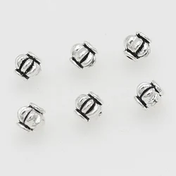 100pcs/lot Retro Chinese Lantern Shape Small Spacer Beads 4mm Antique Silver Color Loose Metal Beads DIY Jewelry Accessories
