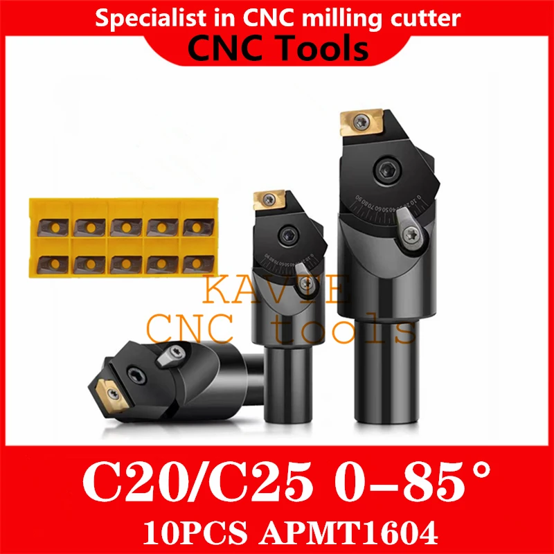 Adjustable universal chamfer cutter straight shank C20/C25 multifunctional milling cutter APMT1604 insert holder 0-85 degree