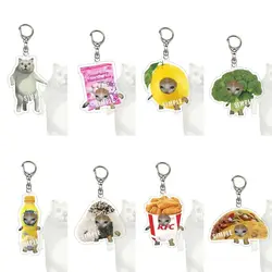 Food Cat Happy Cat Keychain Cute Head Link Chain Popular Bookbag Hanger Funny Bag Accessories Fashion Gifts 2023