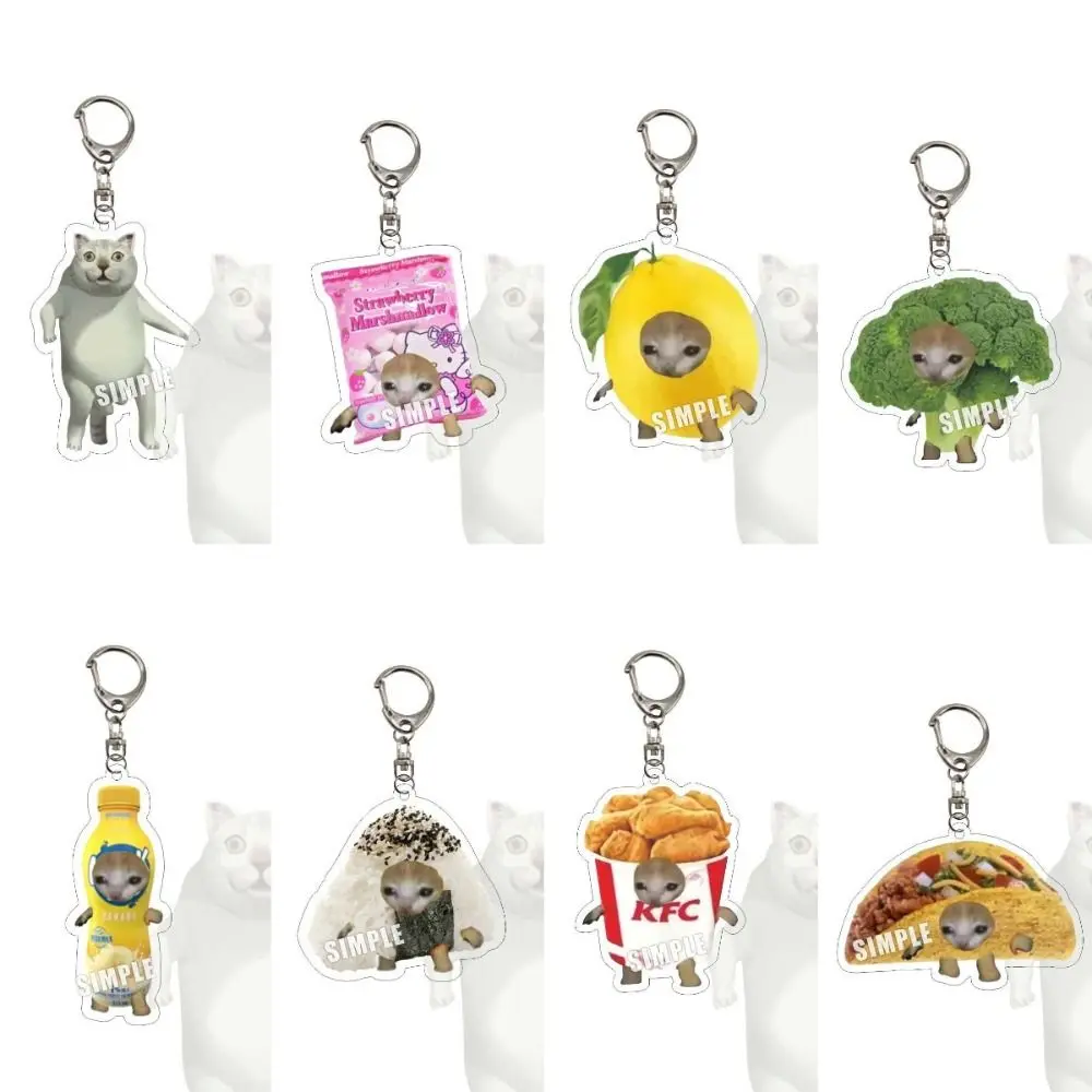 Food Cat Happy Cat Keychain Cute Head Link Chain Popular Bookbag Hanger Funny Bag Accessories Fashion Gifts 2023