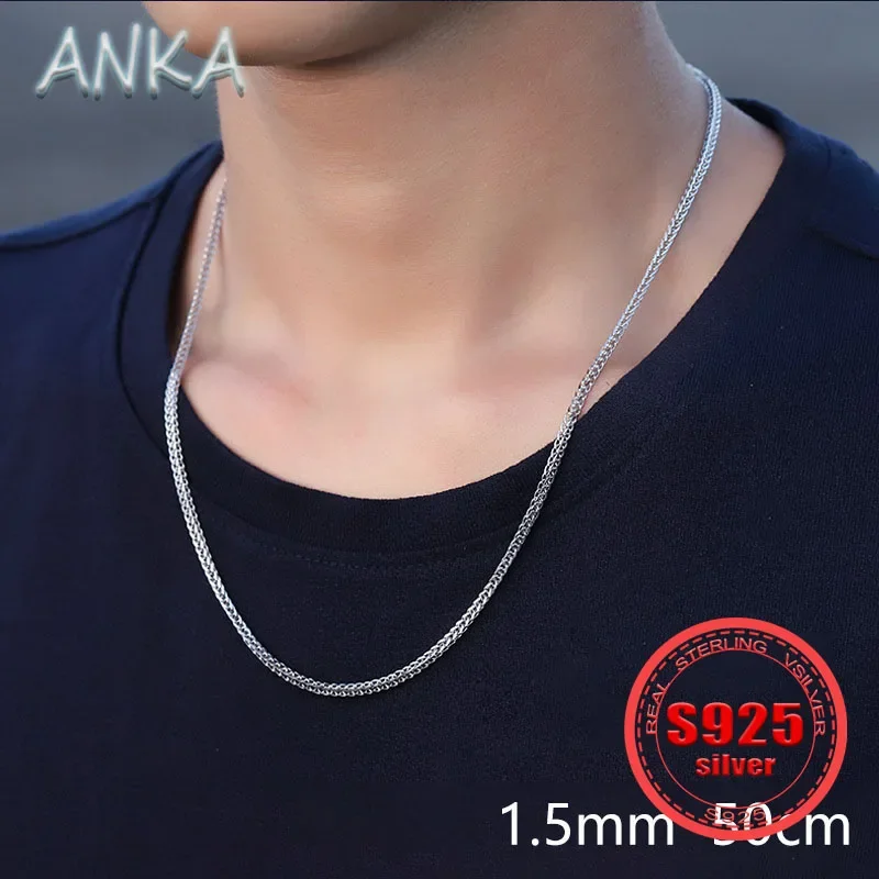 

S925 Sterling Silver Necklace Men Ladies Light Chain Chopin Chain No Pendant Men Silver Chain Bare jewelry