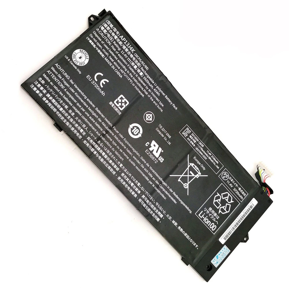 AP13J4K 11.4V 45Wh Original Laptop Battery for Acer Chromebook C720 C720P C740 C720-2844 AP13J3K