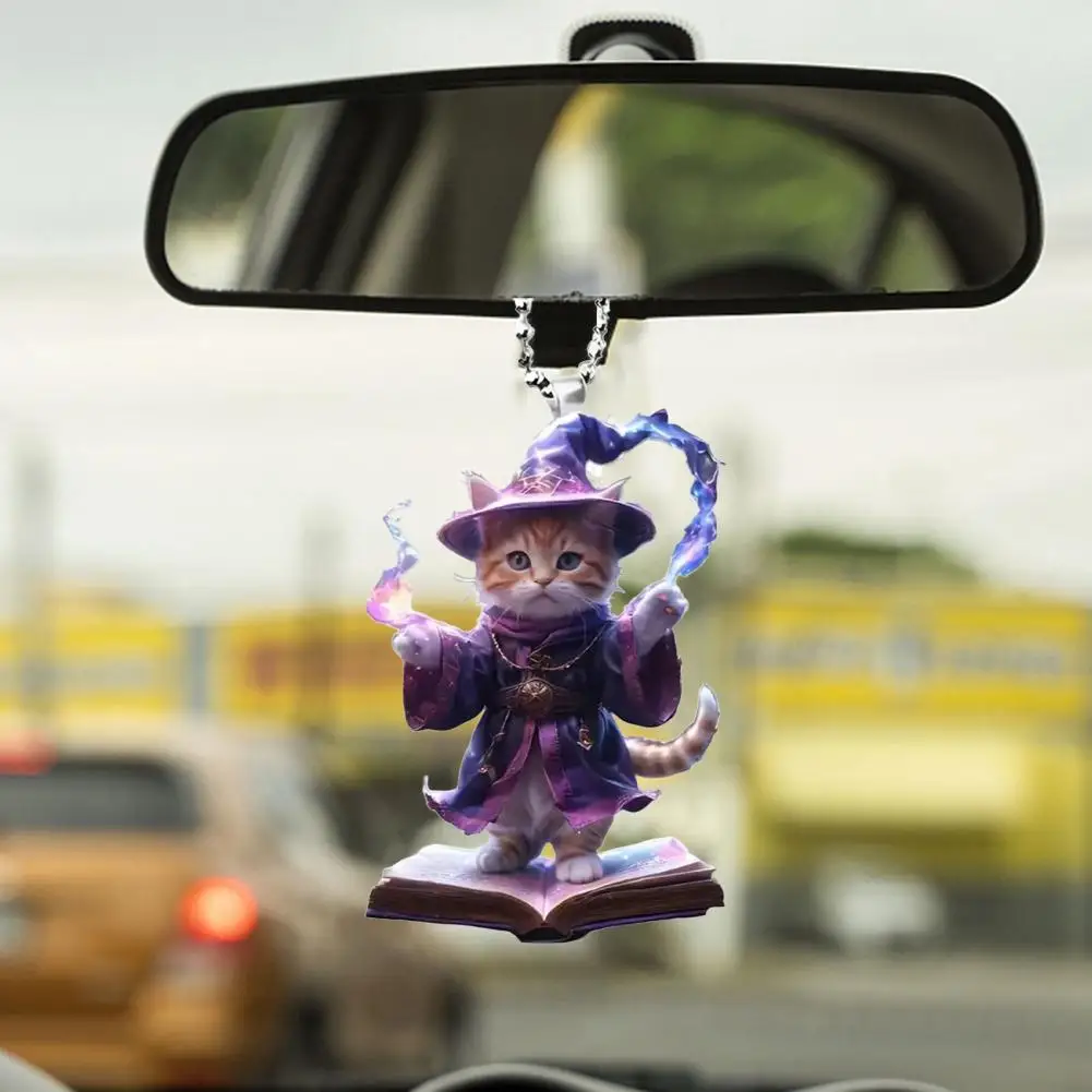 Car Decoration Cute Cat Rearview Mirror Charm Adorable Kitty Ornament for Rearview Mirror or Christmas Tree Decorative Acrylic