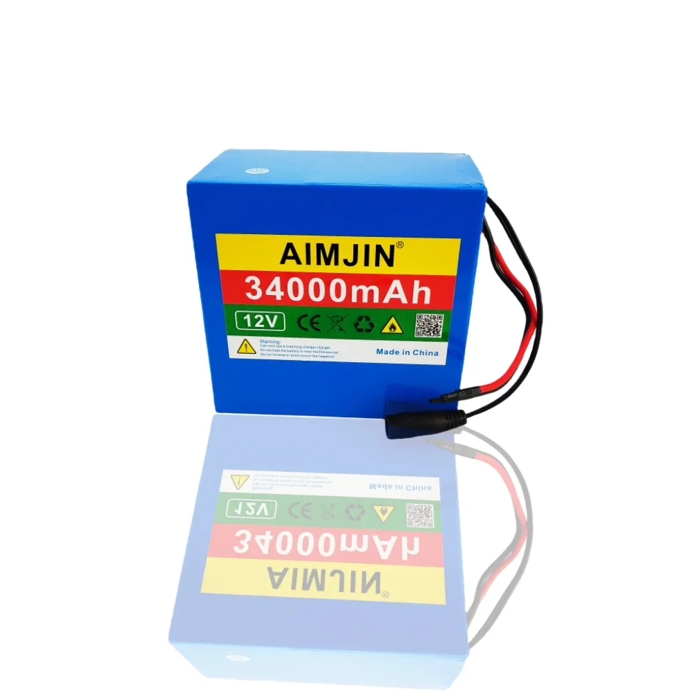 3S12P 12V 34Ah 34000mAh Rechargeable Li-Ion Battery, For LED Lamp Light Backup Power