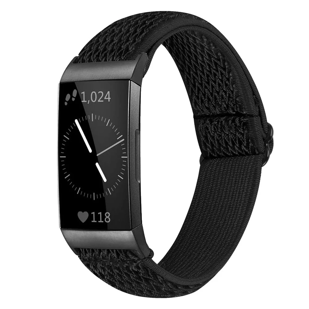 حلقة سوار نايلون مرنة لشحن Fitbit ، حزام معصم ساعة رياضية لشحن Fitbit 4 و 3 ، جديد