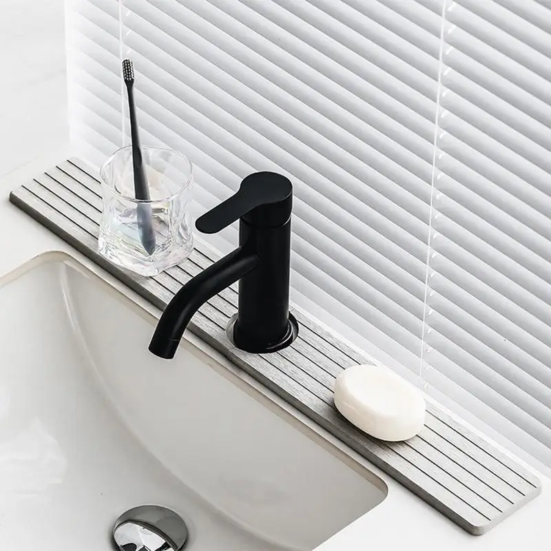 Faucet Mat For Draining Splash Guard Kitchen Sink Mat Absorbent Faucet Handle Drip Catcher Tray Drying Mat For Kitchen And