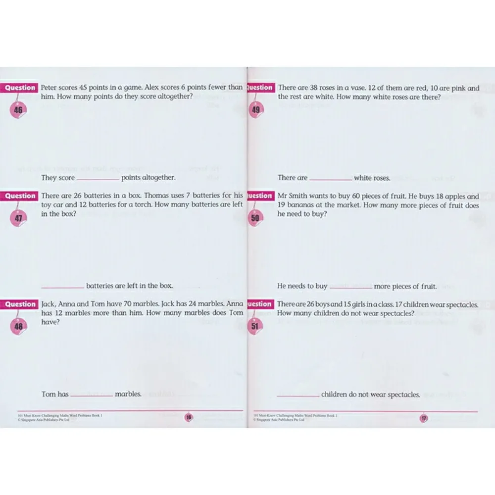 جديد 6 قطعة/المجموعة 101 كتب مشاكل الكلمات الرياضيات الصعبة سنغافورة المدرسة الابتدائية الصف 1-6 كتاب ممارسة الرياضيات