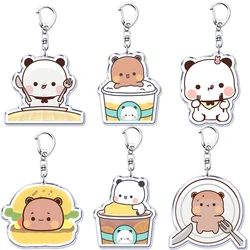 Lovely Bubu Eat Dudu Keychains Love Couple Grey Bear Panda Yier Keyring for Accessories Bag Key Chain Jewelry Fans Lover Gifts