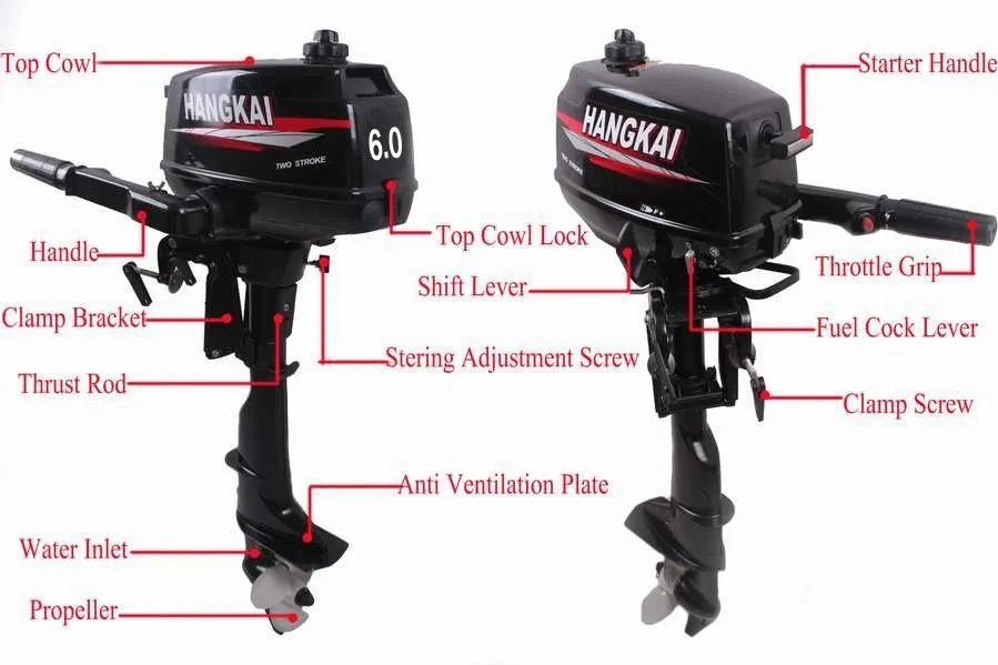 2024 New Sale Quality Chinese 5HP 2 Stroke Outboard Motors Boat Motors Outboard Marine Hangkai Motor