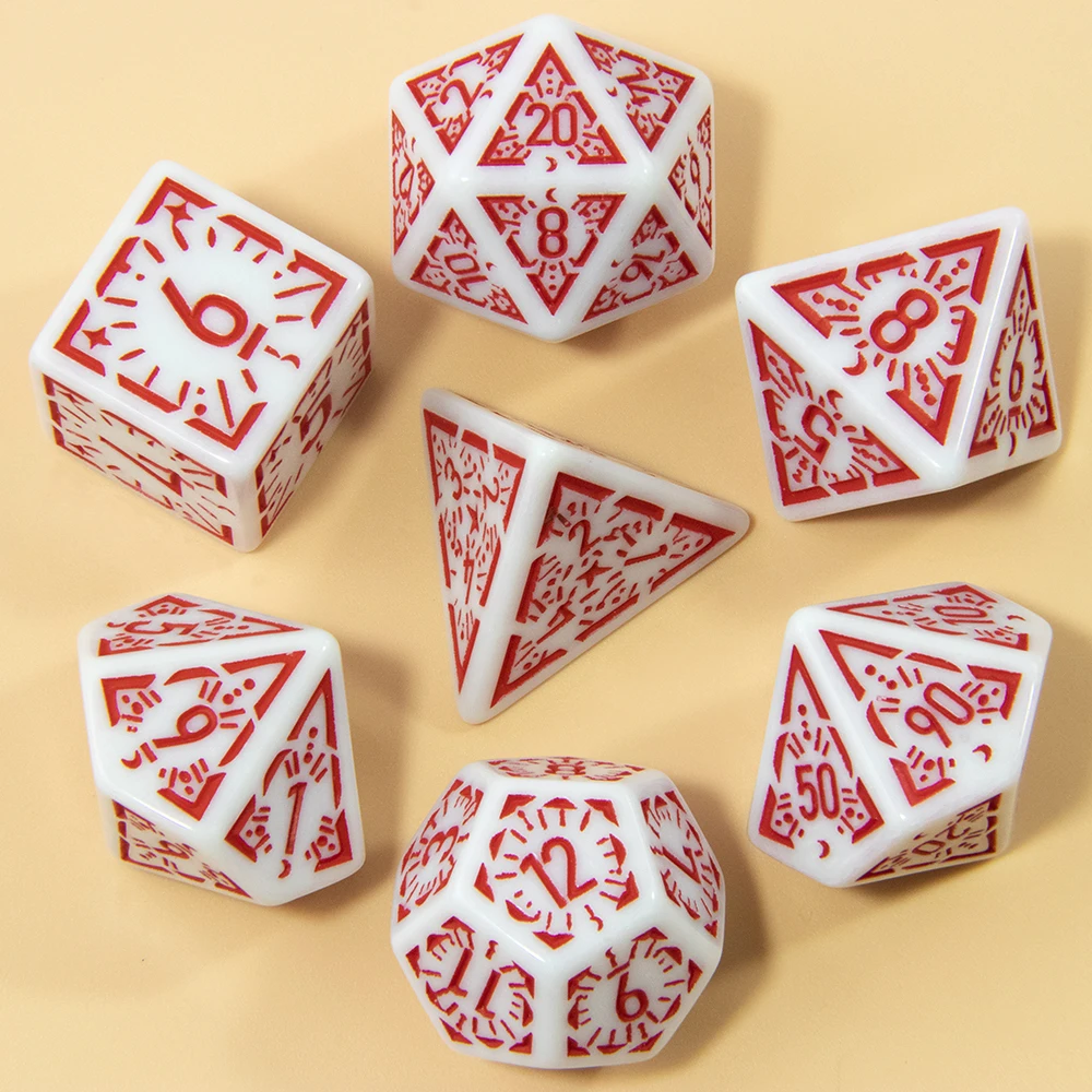 DND Carving Pattern Dice 7Pcs RPG Polyhedral Dice Set for Boardgame As Gift Entertainment Accessories