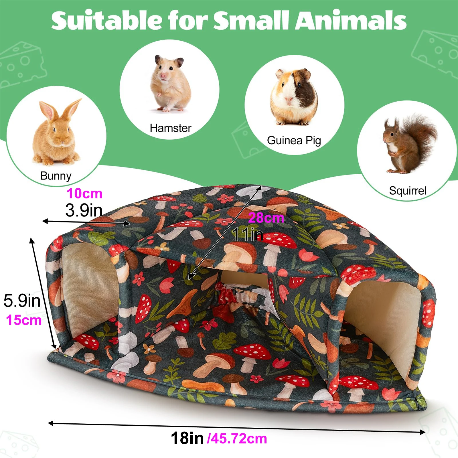 Guinea Pig Hamster Hideout Large Cozy Bed Warm House Washable Tunnel Accessories for Small Pets Hamster Chinchilla Bunny Rabbit