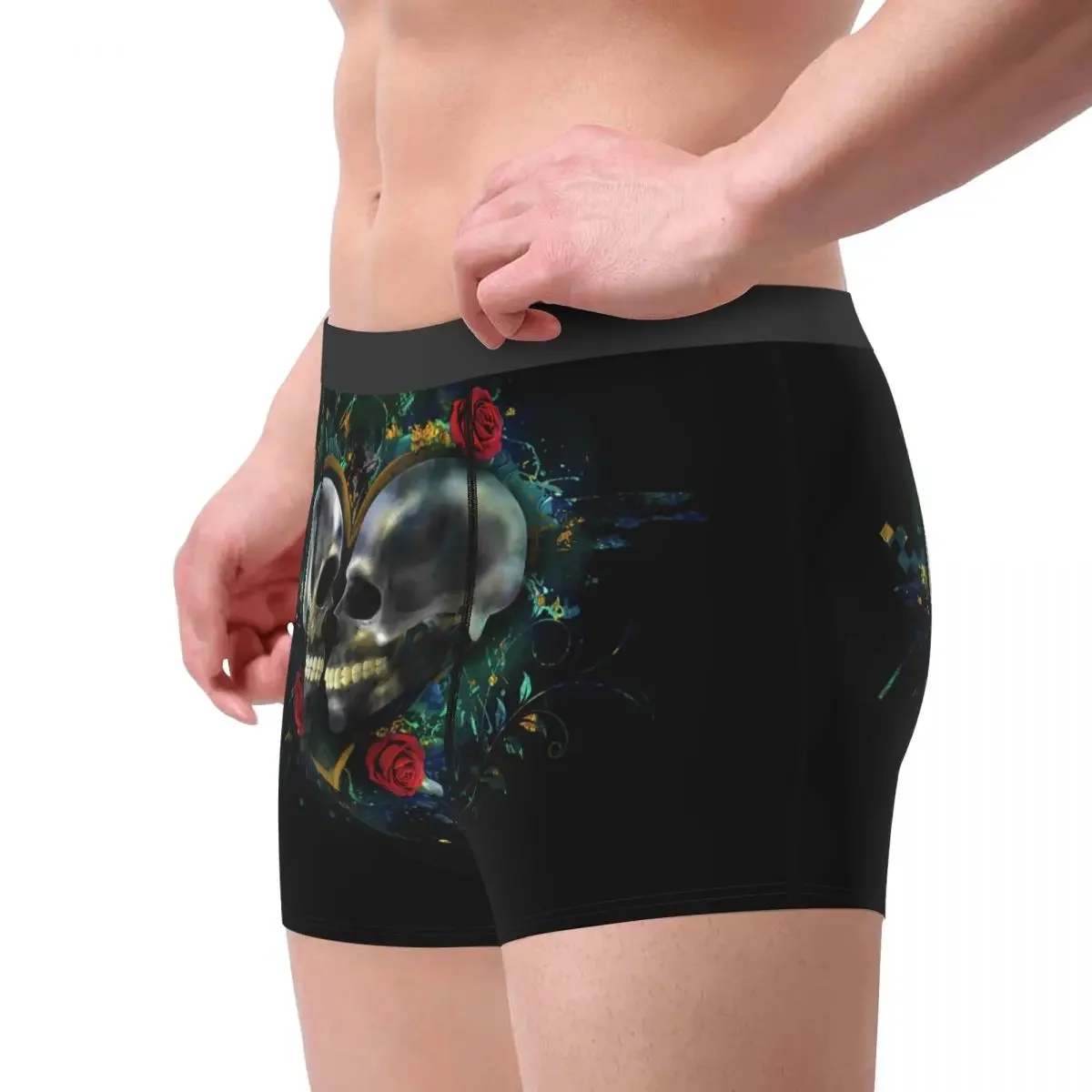 Skull Romance Underpants Breathbale Panties Male Underwear Print Shorts Boxer Briefs