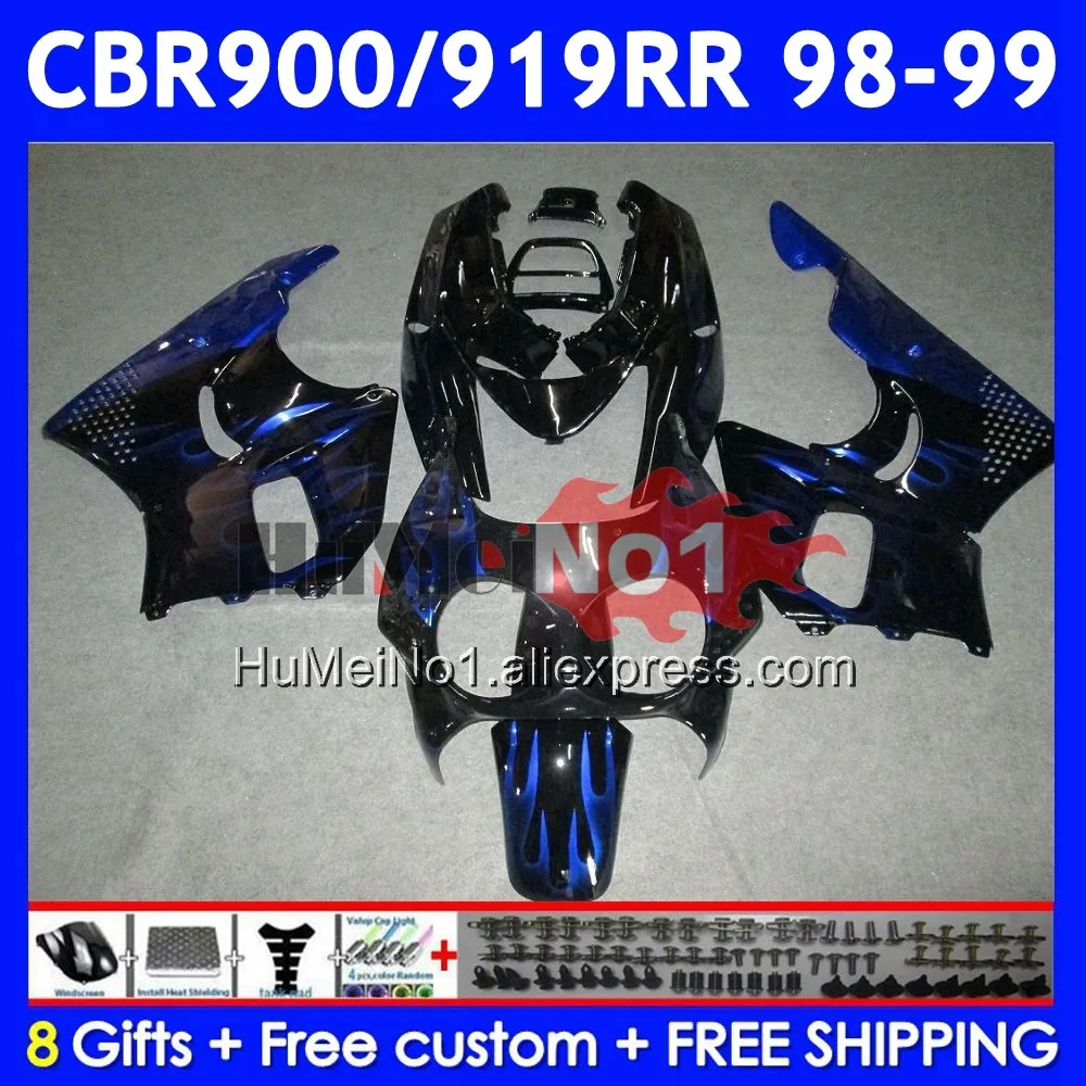 Body For HONDA CBR900RR CBR919RR 56No.57 CBR 919RR CBR900 RR CBR 919 RR CC 900RR 1998 1999 CBR919 RR 98 99 Blue flames Fairing