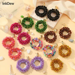 INKDEW Sequin Handmade Round Drop Earrings For Women Threading Big Long Earrings Jewelry Fashion boho EA159