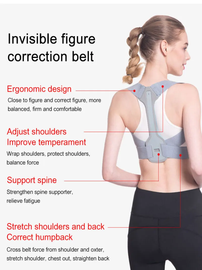 Cinto de endireitamento traseiro masculino e feminino, Coluna Invisível, Corretor de Postura