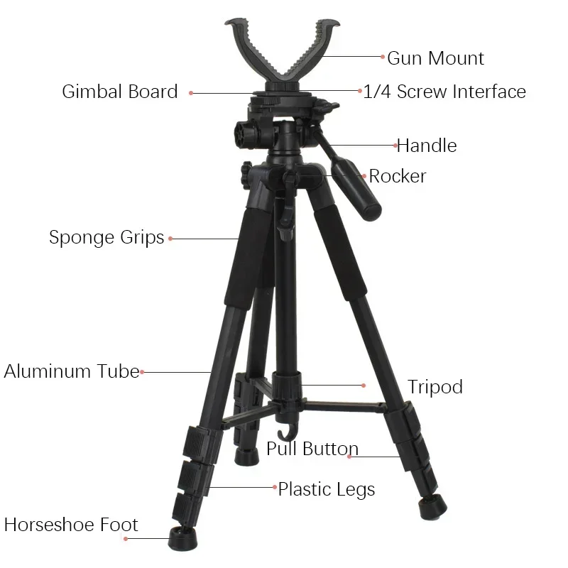 Shooting Hunting Tripod Professional Aluminum Shooting Stick Camera Adjustable Height Rest for Shooting Outdoors