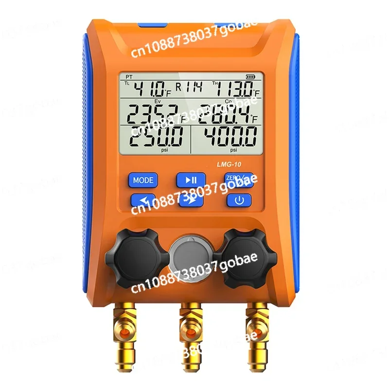 LMG-10 Digital Manifold HVAC Pressure Gauge AC Tools 2-Way Valve Air Conditioning Refrigeration System Leak Tester