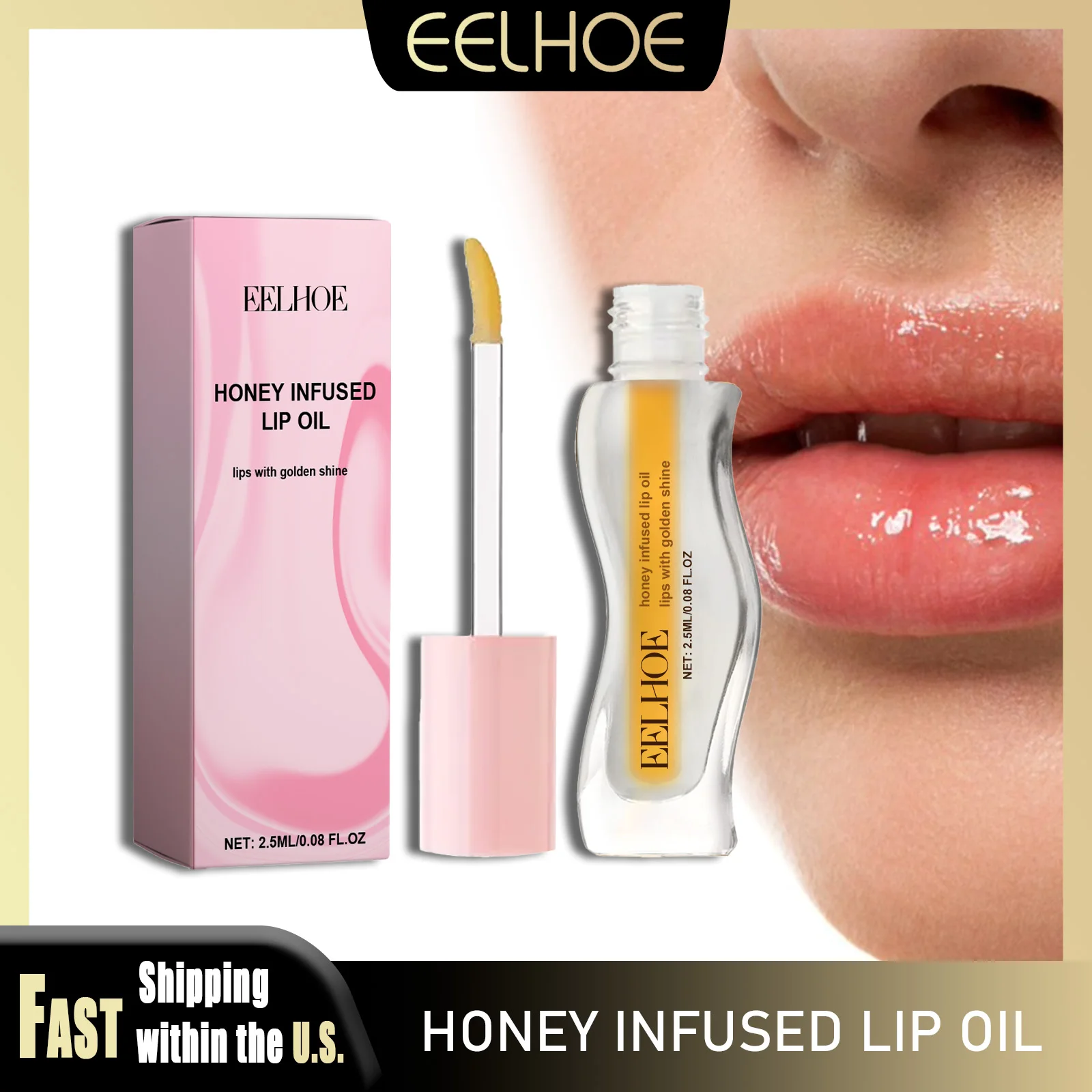EELHOE Miodowy Balsam do Ust VE Naturalny Długotrwały Nawilżający Seksowny Powiększający Usta Wygładzający Przeciw Pękaniu Zdrowy Makijaż Pielęgnacja Ust
