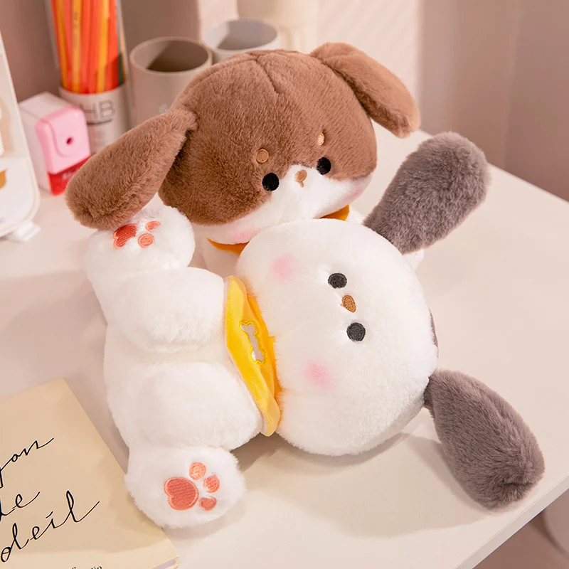 Cartoon Simulated Spotted Puppy Plush Toys Home Decor Sit Scarf Dog Soft Cute Birthday Gift High Quality Creative Stuffed Doll