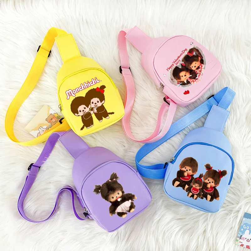 

Monchhichi Chest Bag Cute Anime Figure Shoulder Bags Girl Boy Cartoon Fashion Crossbody Bag Travel Backpack Storage Pouch Gifts