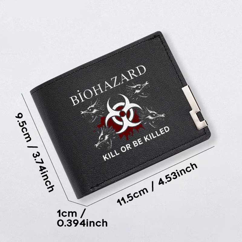 BIOHAZARD DESIGN ICÔNICO MEN'S SLIM WALLET PU LEATHER LIGHTWEIGHT DURÁVEL ACESSÓRIA DE MODA DE BUSINESS PARA uso diário