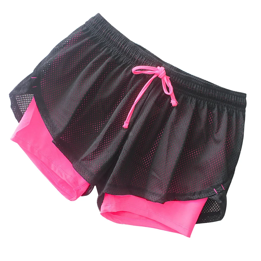 1 قطعة شورت اليوغا سريع الجفاف شبكة تمتد النساء تجريب اللياقة البدنية بنطلون مكافحة الغضب روزي + أسود Xl لتشغيل ملابس نشطة #3