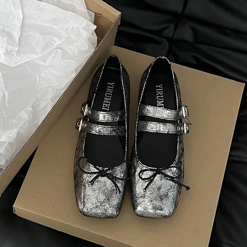 New Designer Spring Women Mary Jane Shoes Fashion Square Toe Ladies Comfortable Soft Sole Flats Women's Comfort Ballerinas Shoes
