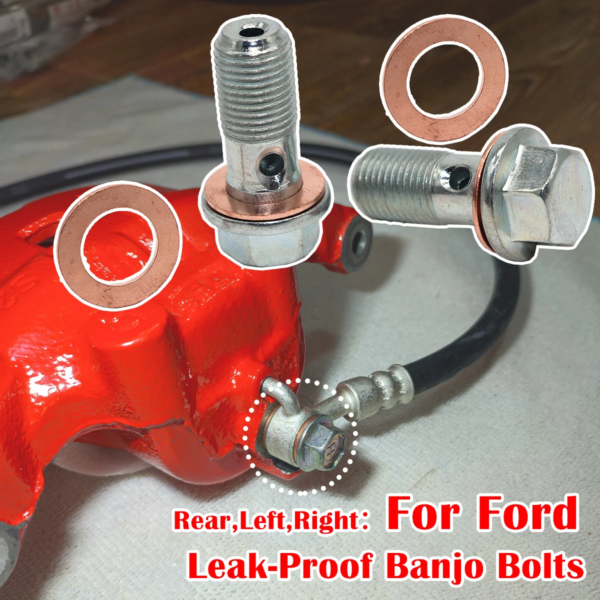 

6/12Pcs For Ford Kuga MK2 2012 2013 2014-2019 Caliper Hose Lines Banjo Fittings Bolts Seal Washers Repair Kit Left rear Right