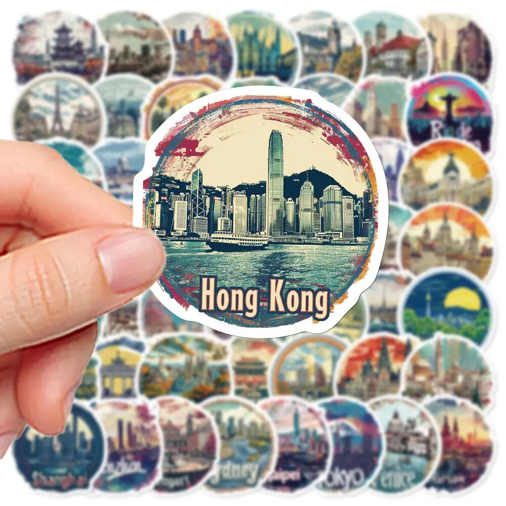 10/50PCS World Famous Travel City Landmark Buildings Stickers Beautiful Scenery Decals DIY Luggage Phone Waterproof Sticker