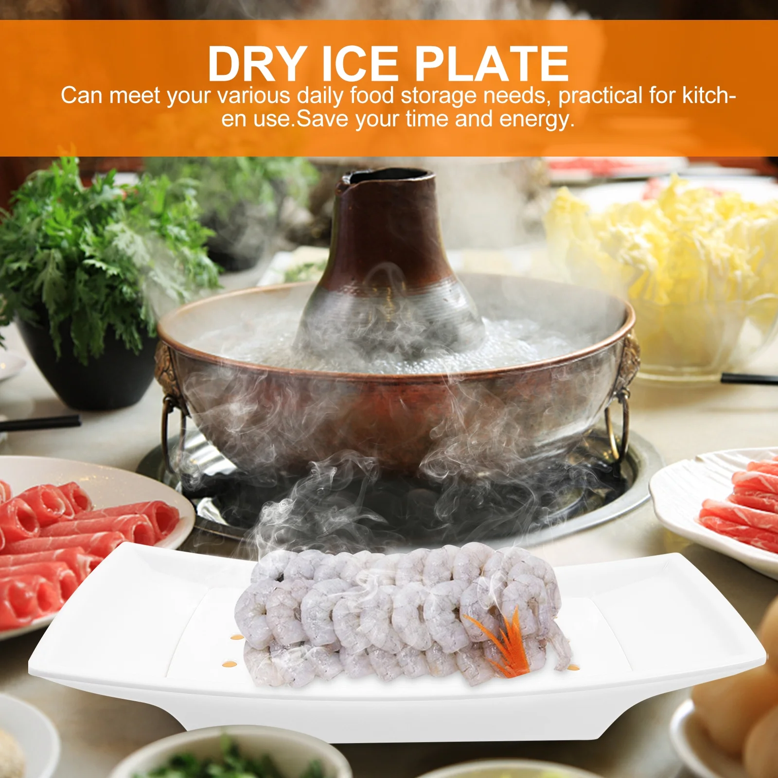 

1pc Dry Ice Preservation Tray Melamine Food Grade Serving Tray Creative Compact Design Easy Clean Eco-Friendly Kitchen Storage