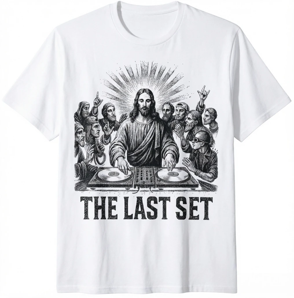 Jesus Last Set Rave Men's T-Shirt 100%Cotton Unisex O-Neck Short Sleeve Oversized Y2k Popular Fashion Rock Punk Fans Gifts