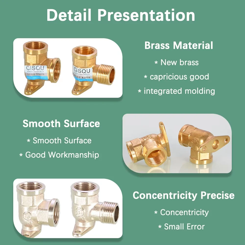 

1/2" 90 Degree Elbow Brass Copper Adapter Base Male Female Thread Connector Connect Repair Extender Garden Watering Accessories