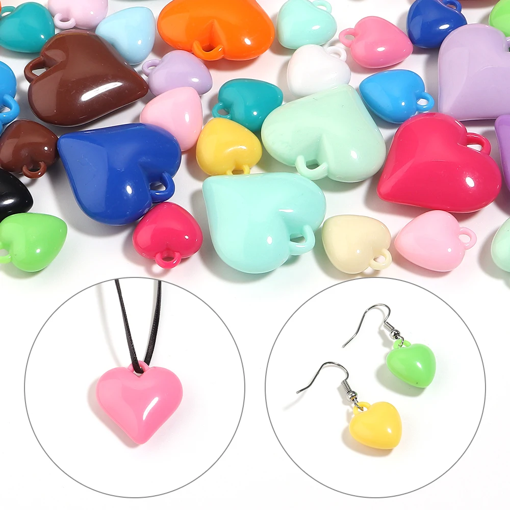 10-50 Stück/Set Acryl-Herzanhänger Bunte Liebesherz-Anhänger für DIY Handgemachten Schmuck, Halsketten- und Armbandzubehör – Detail 2